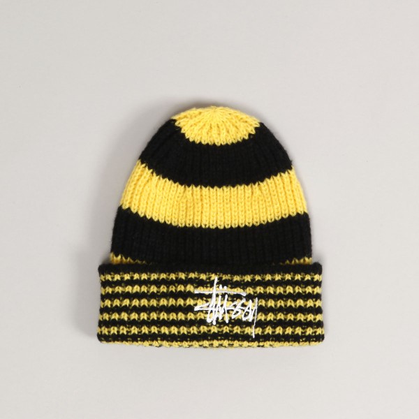 Stussy Stripe Big Basic Beanie Black Yellow Skateboarding Nike SB Adidas Vans Online Shop POPNAME.cz